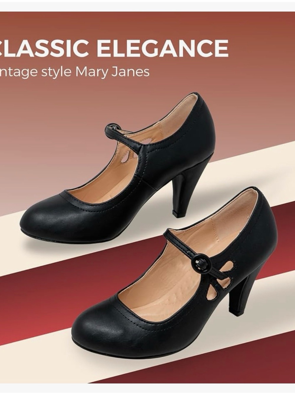 Chase + Chloe Black Mary Jane Mid Heel Dress Pump - w/ Box - Picture 12 of 12